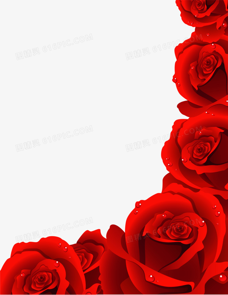 手绘红色玫瑰生日卡片