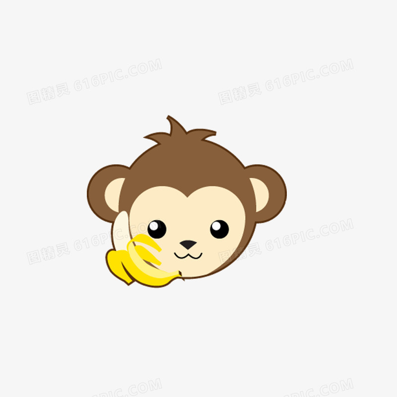 手绘猴子吃香蕉的头像