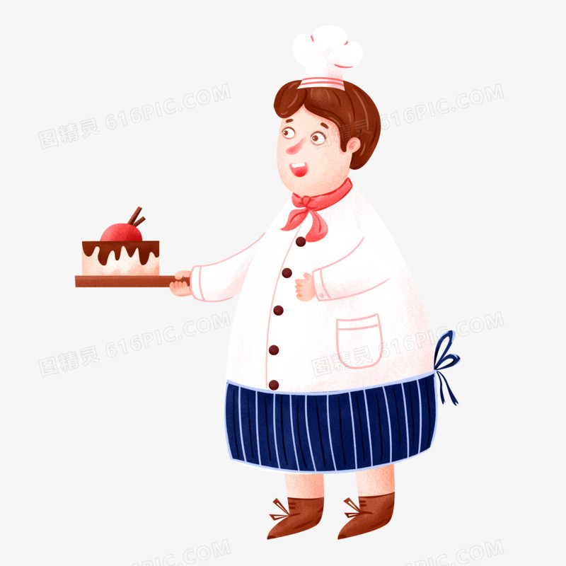 卡通女烘焙师做蛋糕元素