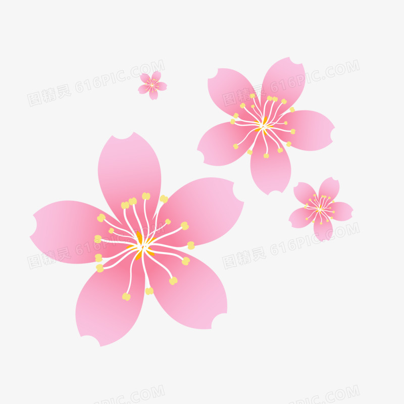 手绘粉色矢量樱花花朵免抠元素