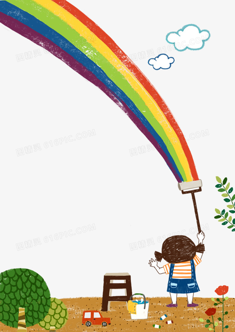彩虹粉刷小女孩