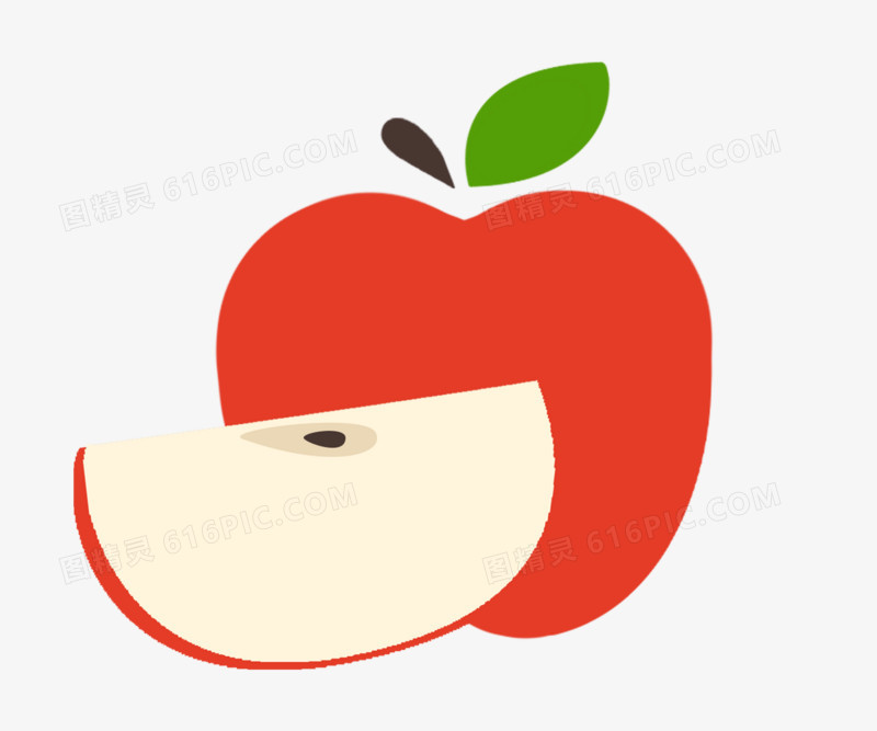 卡通扁平红苹果简笔画免抠元素