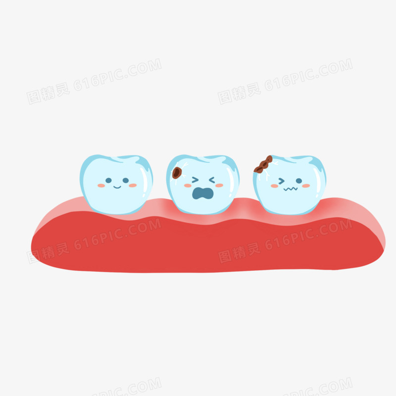 卡通手绘拟人牙龈牙痛元素