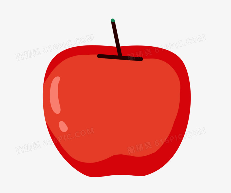 卡通扁平简笔画红苹果免抠元素
