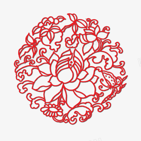古典刺绣牡丹花花纹