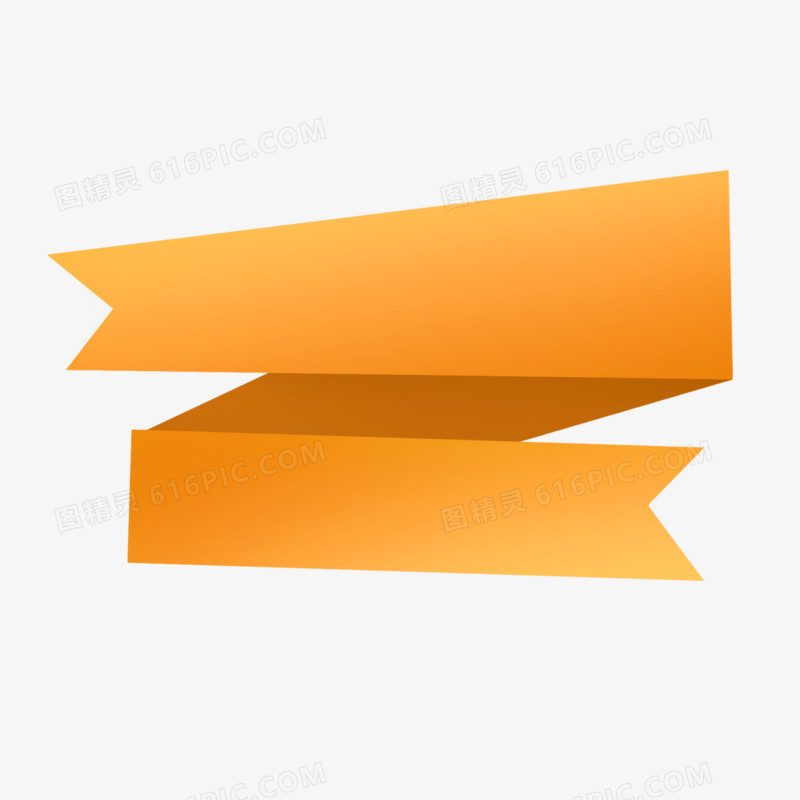 橙色丝带横幅标题框免抠元素