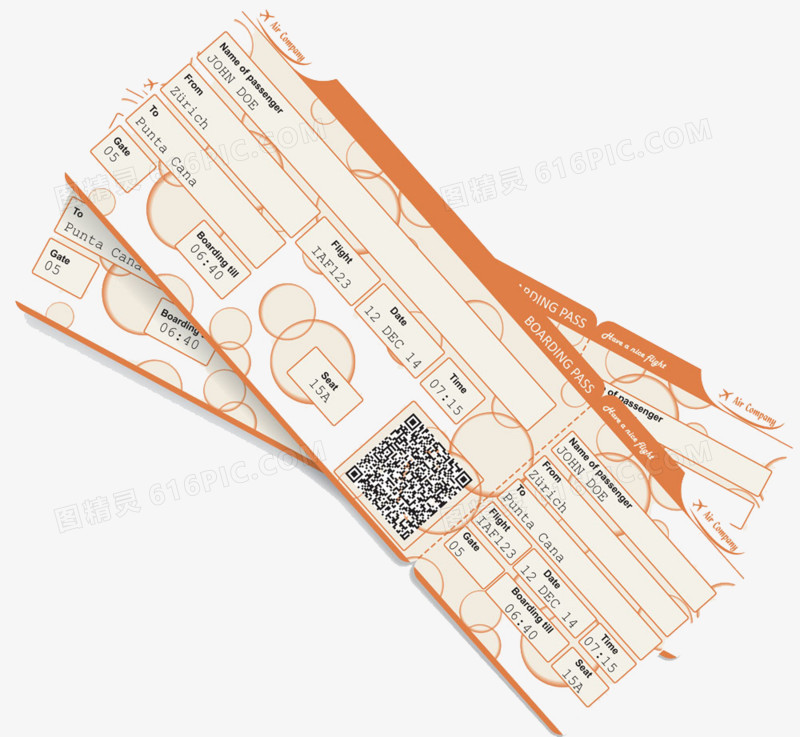 橙黄色飞机票