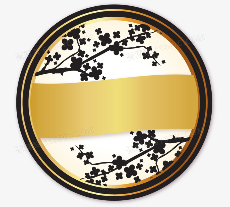 日本黑色和黄金标签圆形上下泼墨