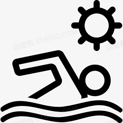 游泳者在水浪在阳光下图标