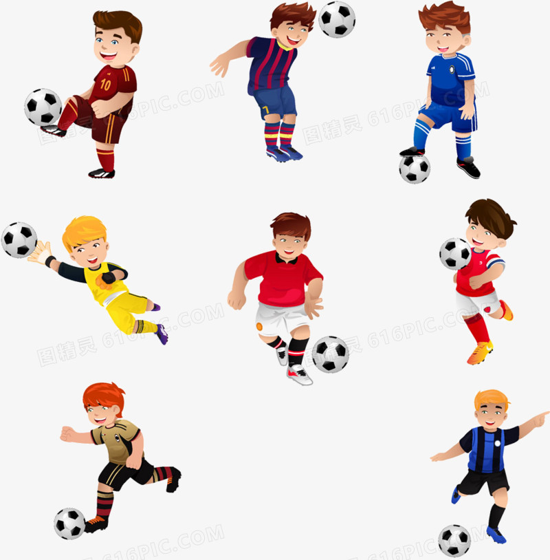 卡通儿童足球运动员漫画图片