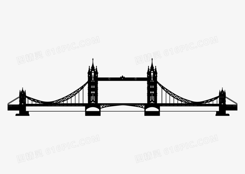 黑白矢量伦敦塔桥