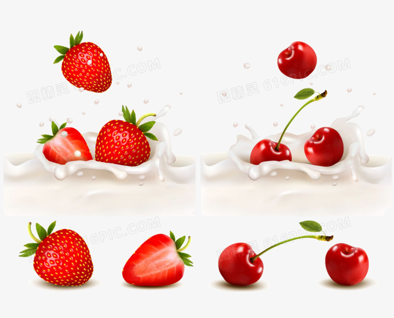 草莓樱桃酸奶图片