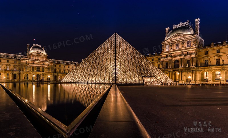 法国卢浮宫绚丽夜景