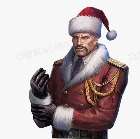戴圣诞帽黑手套的军人