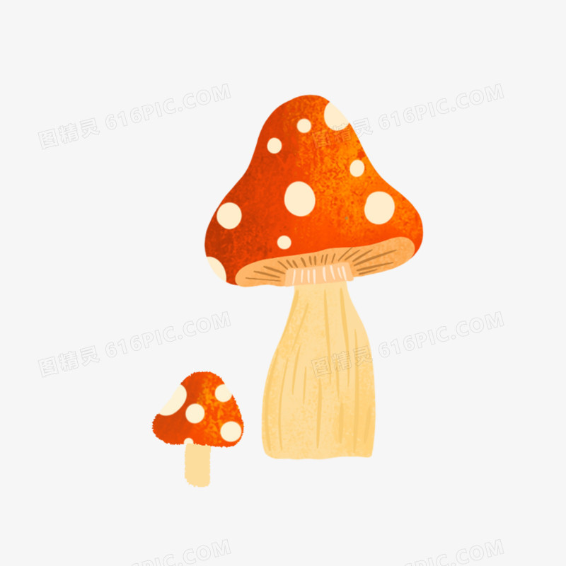 卡通手绘免抠红蘑菇菌菇素材