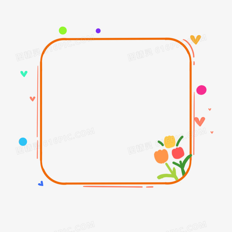 简易花卉主题边框元素