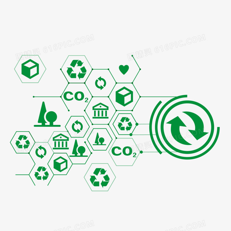 扁平绿色蜂窝状企业环保设计素材