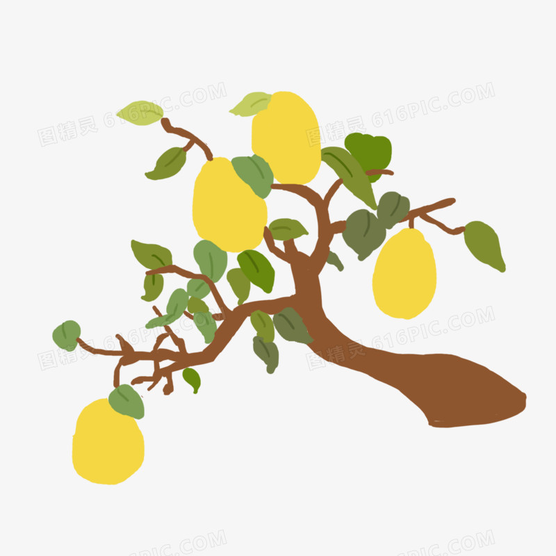 卡通柠檬树枝免抠元素