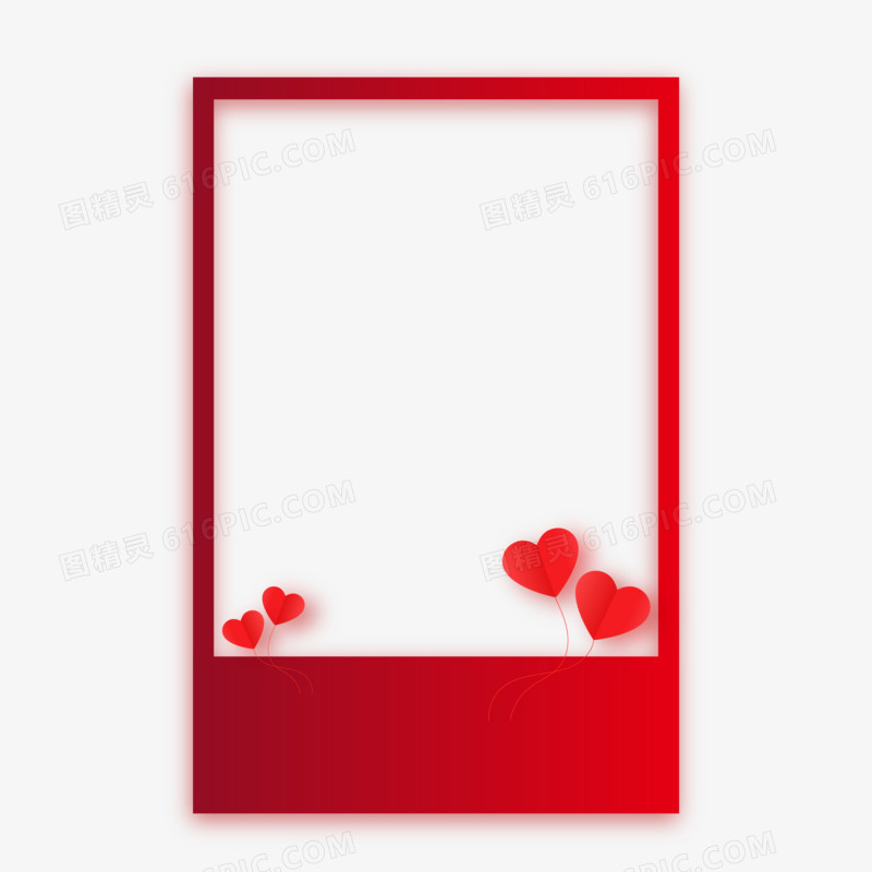 红色剪纸爱心边框素材