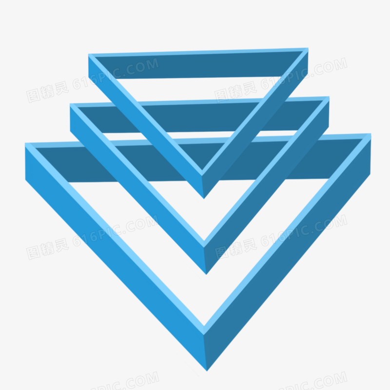 创立蓝色镂空等边三角形素材