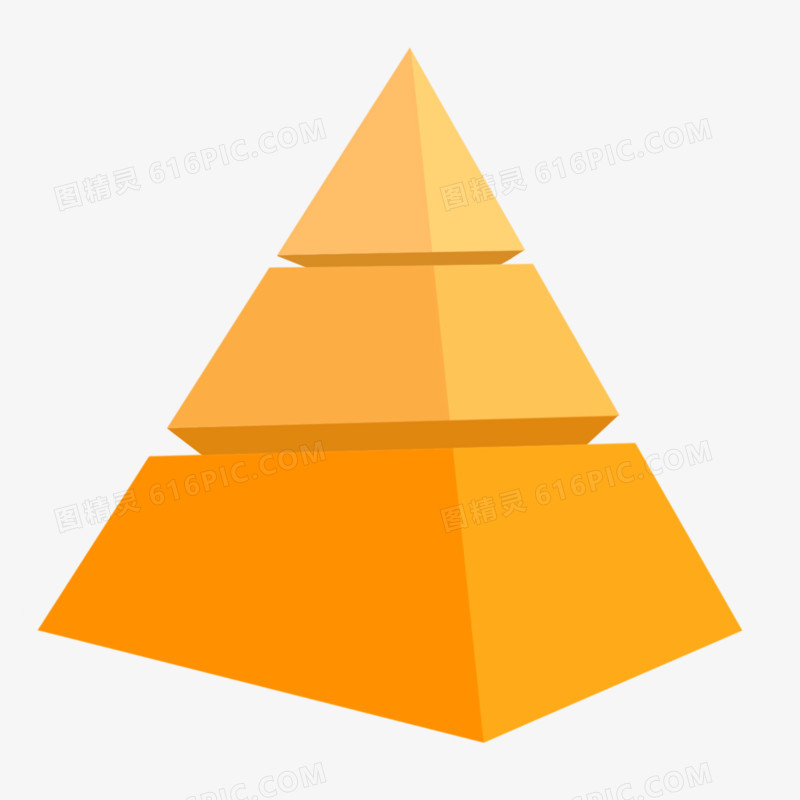 黄色立体等边三角形免抠元素