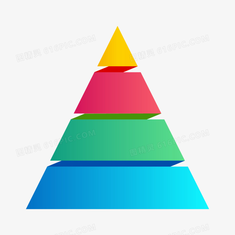 手绘彩色立体等边三角形免抠素材