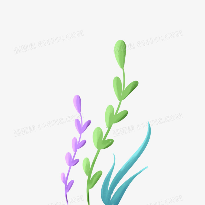 手绘插画风免抠植物叶子素材