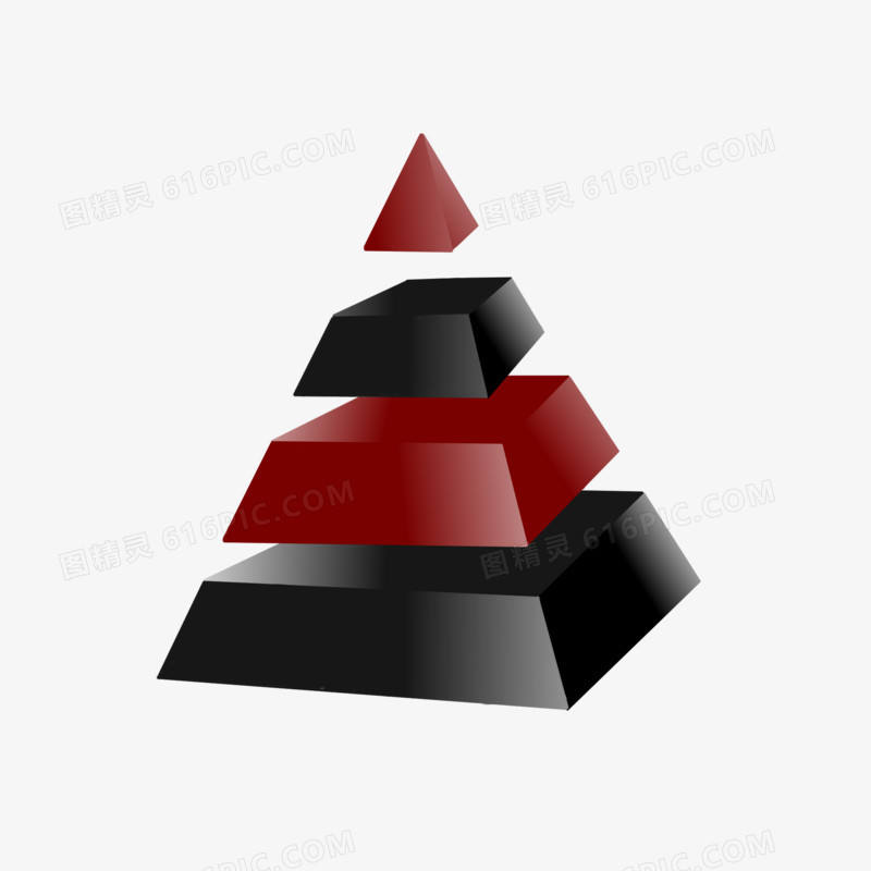 红黑立体等边三角形免抠素材