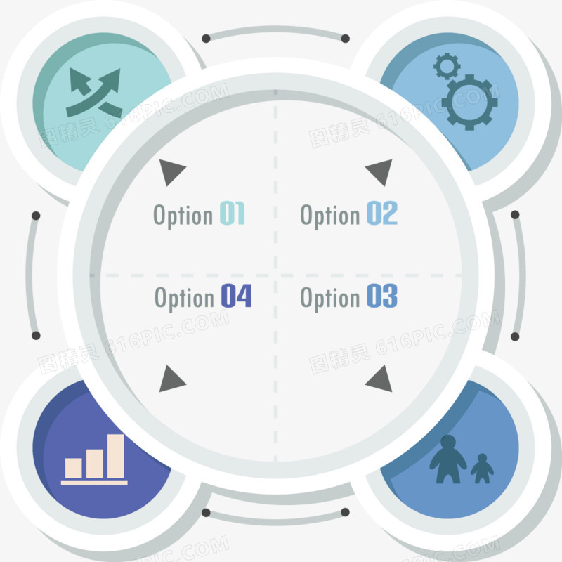 矢量创意设计圆环发散分步引导图