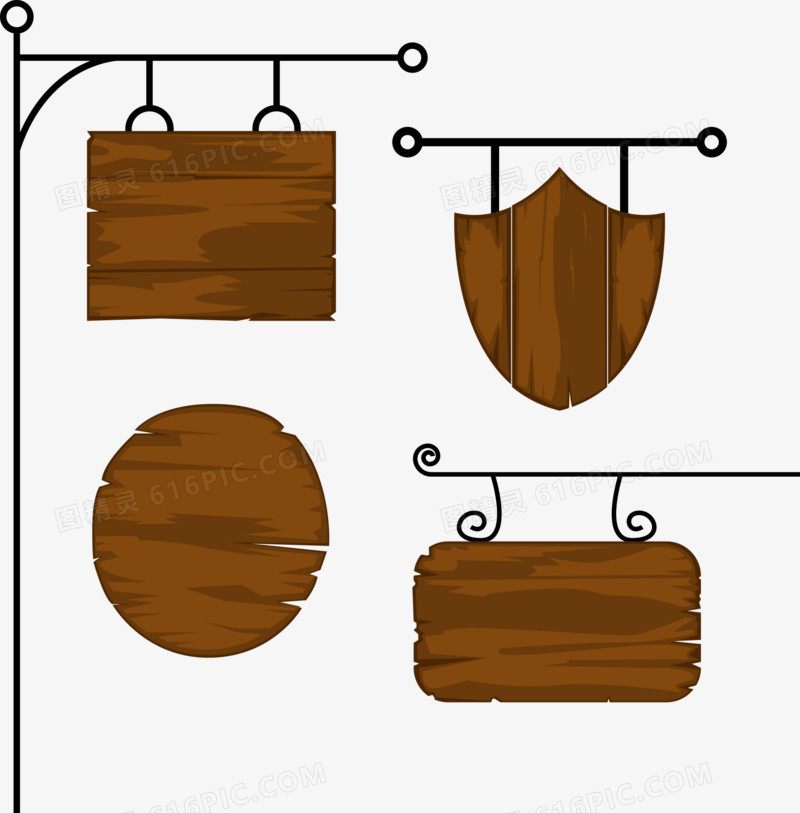 木质矢量广告牌