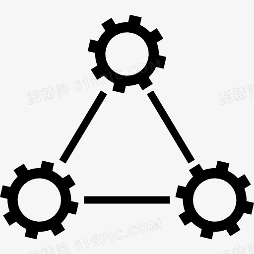 三齿轮连接线三角形图标