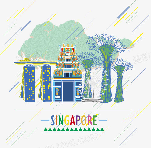 装饰唯美新加坡著名景点建筑元素