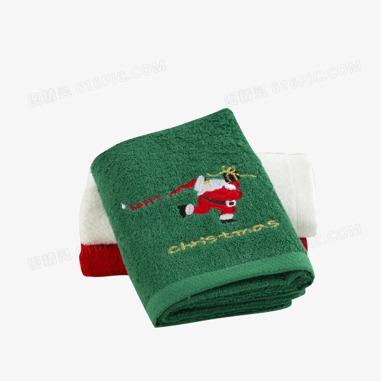 绿色圣诞老人装饰毛巾