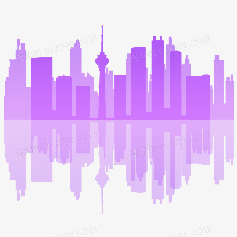 紫色简约中国城市长春剪影素材