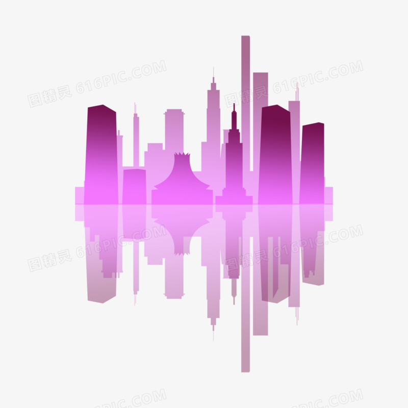 紫色简约中国城市南宁剪影素材