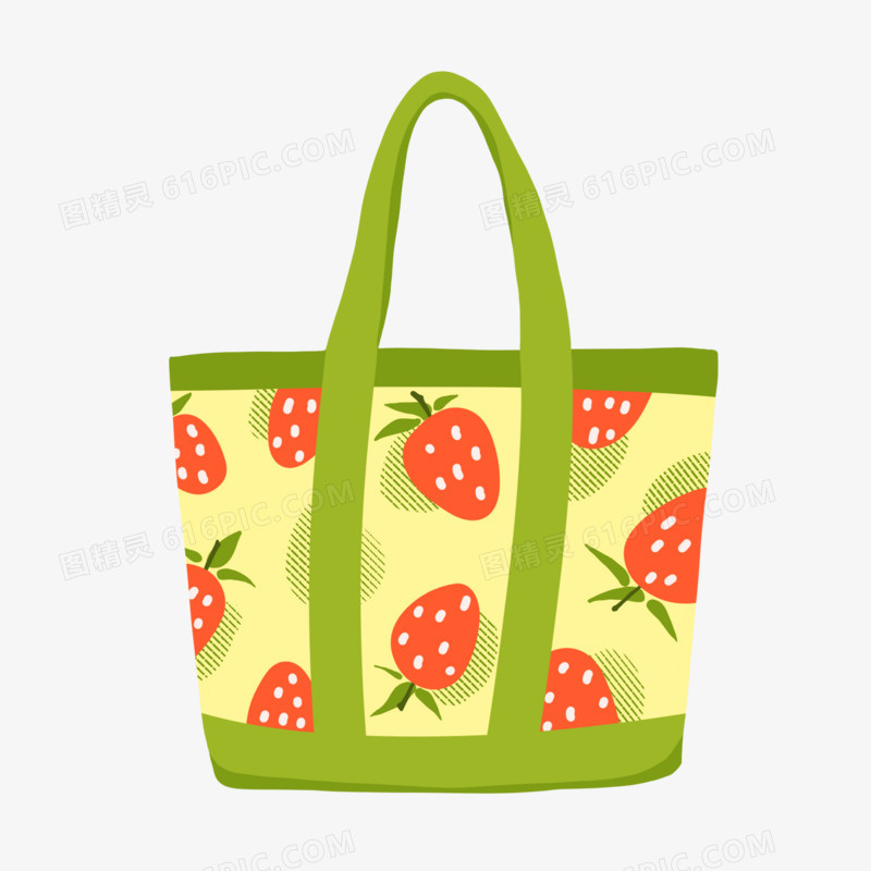 手绘彩色水果花纹背包购物袋元素