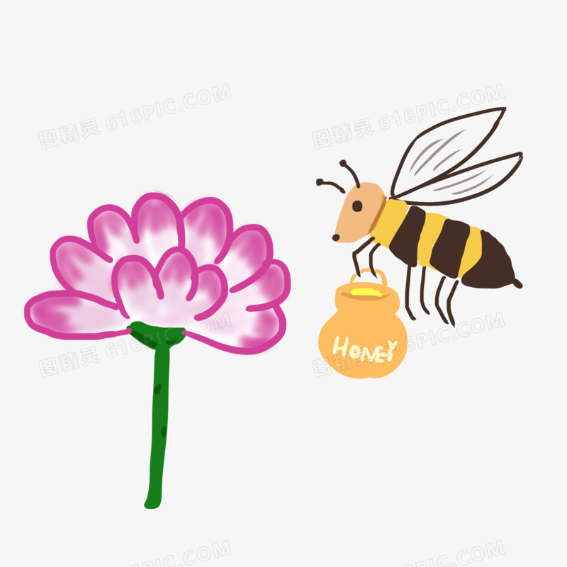 卡通可爱蜜蜂采蜜元素