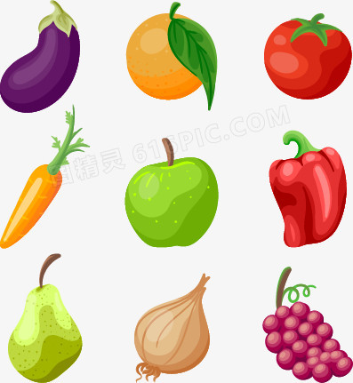 矢量手绘水果蔬菜