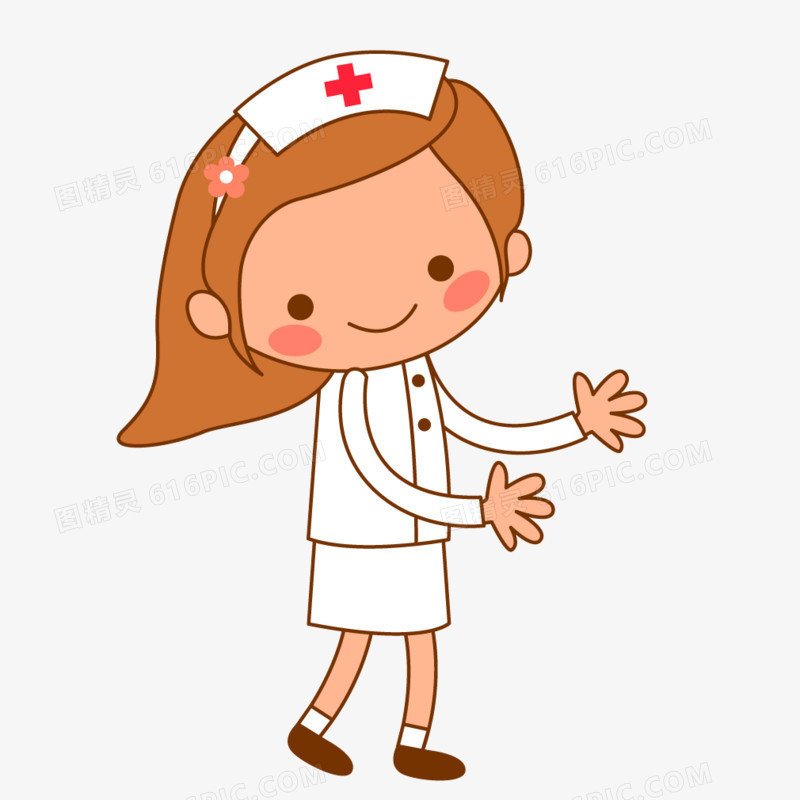 黄色卡通女生护士医疗