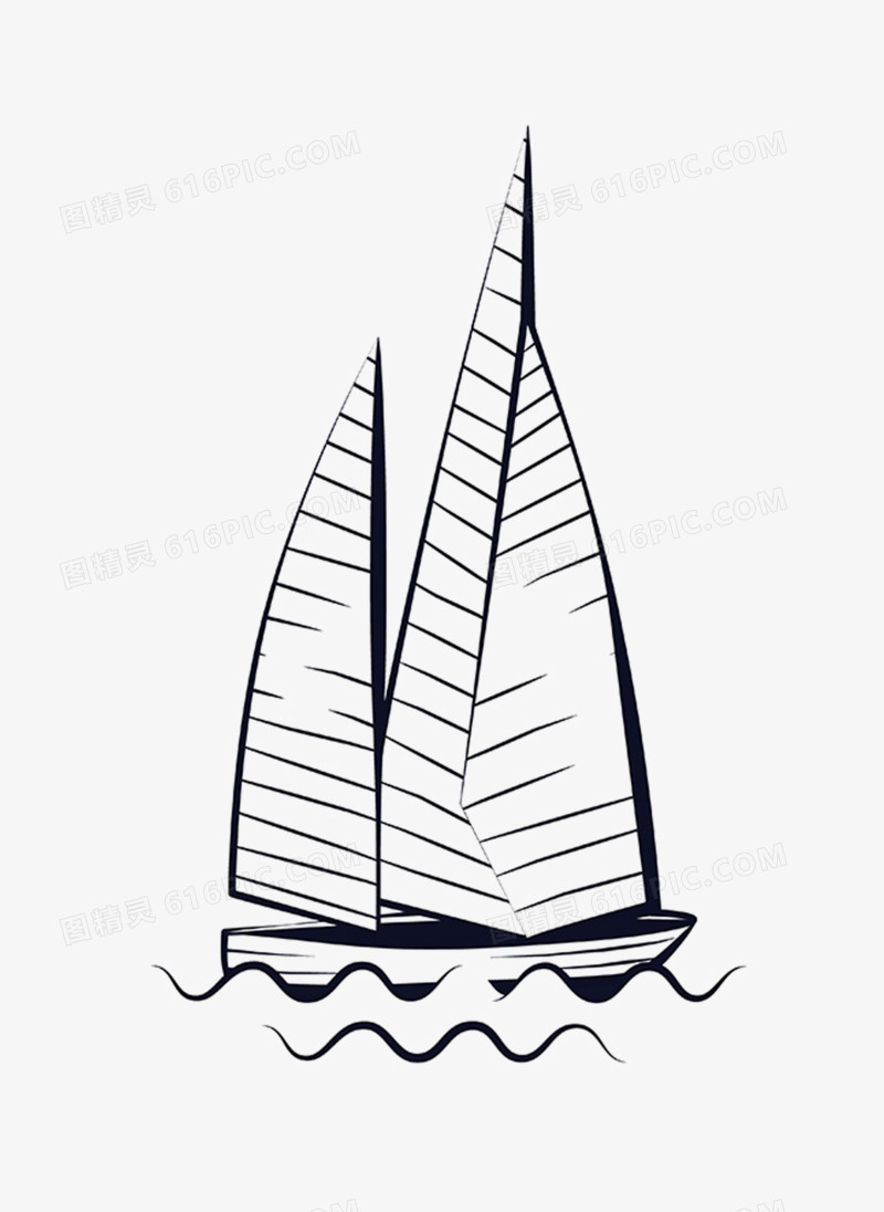 线条帆船