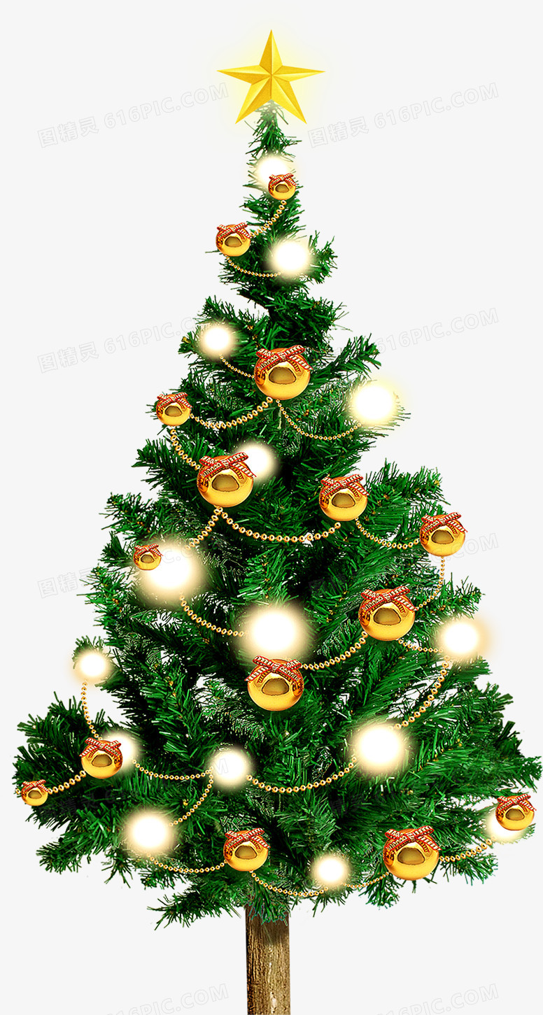 绿色节日圣诞树木装饰