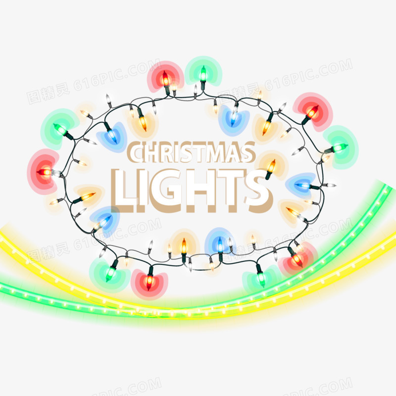 圣诞彩色灯串矢量图
