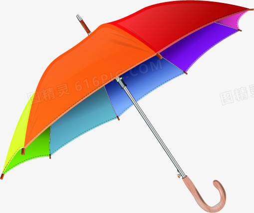 彩色条纹雨伞卡通