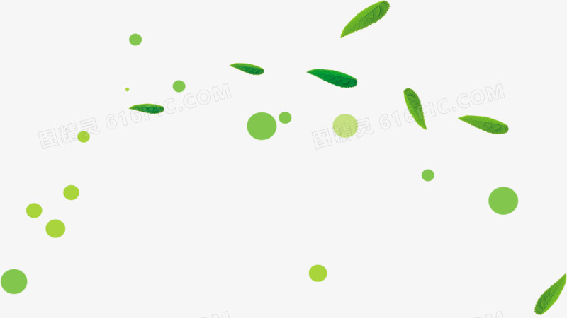 绿色叶子圆点漂浮装饰