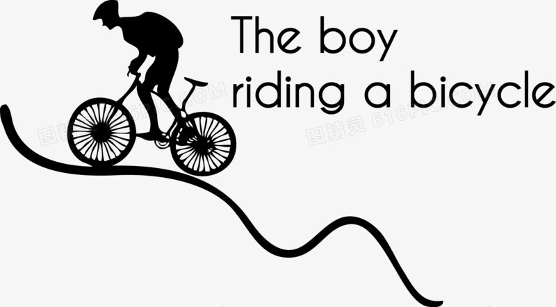 卡通创意个性骑单车的少年