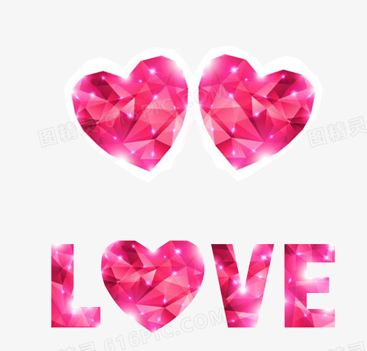 粉色钻石效果LOVE和心
