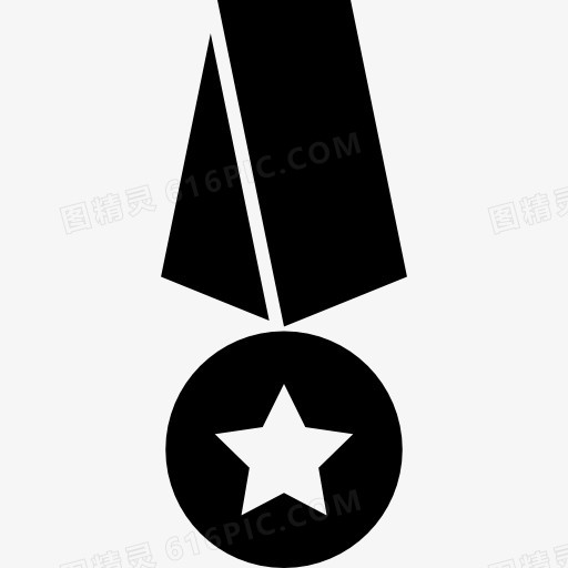 奖章与明星挂毛带图标