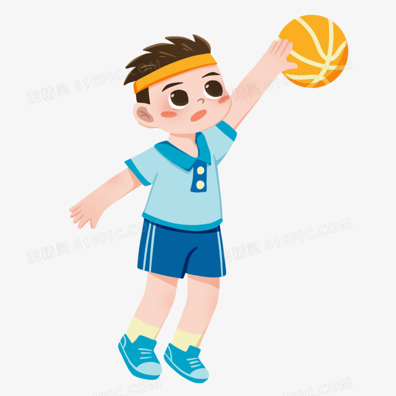 卡通低年级运动会打篮球人物素材