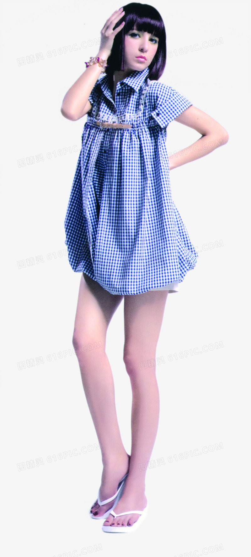 蓝色格子夏季服饰