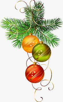 圣诞节元素创意绿色的圣诞树彩球